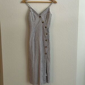Abercrombie & Fitch Black and White Striped Midi Dress